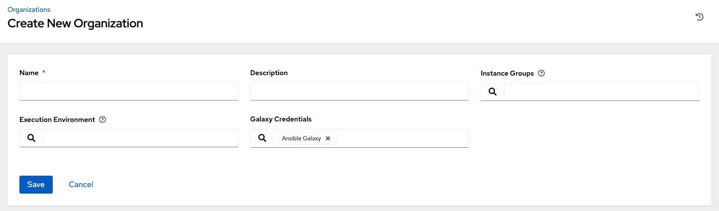 Organizations - new organization form